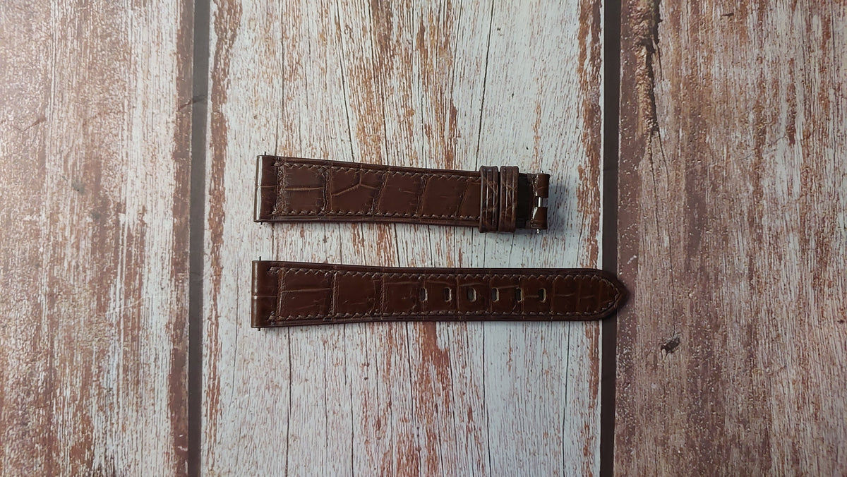 Brown Crocodile Leather Watch Strap For Omega DeVille 34mm Watch – VGreen