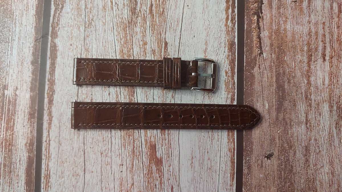 Brown Full Grain Crocodile Leather Strap For Classic Vintage Hamilton ...