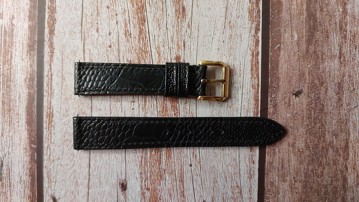 Black Full Grain Ostrich Leg Leather Strap For Cartier Tank Must De LM ...