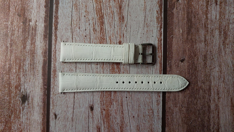 Sand White Full Grain Crocodile Leather Strap For Omega Speedmaster Professional 42mm