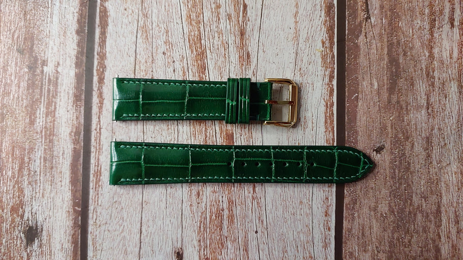 Green Full Grain Crocodile Leather Strap For Rolex Oyster Day Date Perpetual Watch