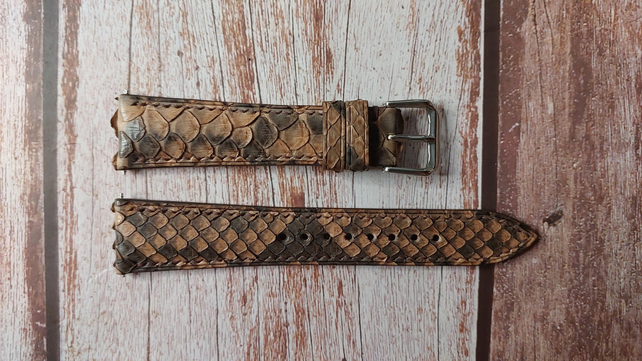 Copper Full Grain Snakeskin Leather Strap For Furlan Marri Watch