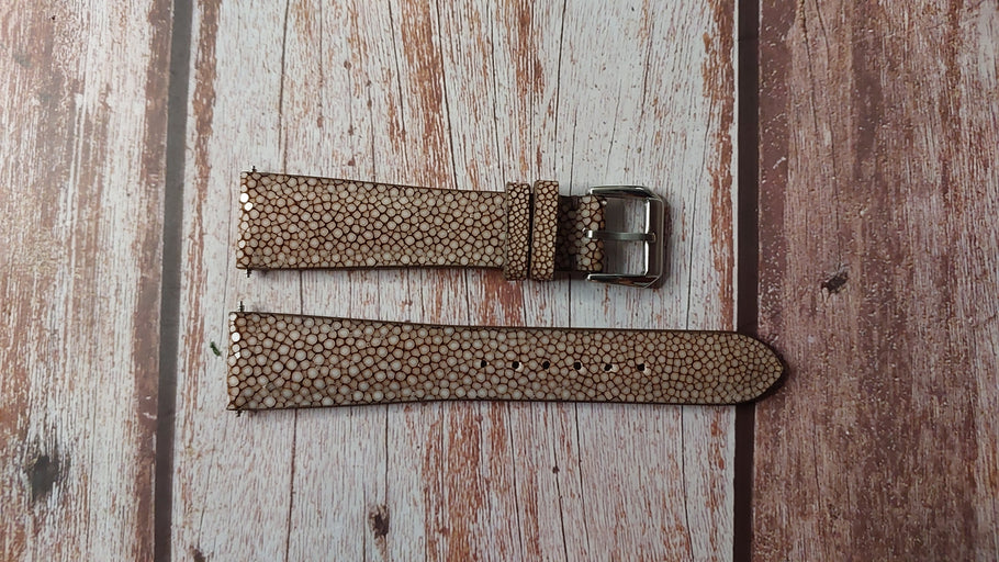 Brown Full Grain Stingray Leather Strap For Furlan Marri Watch