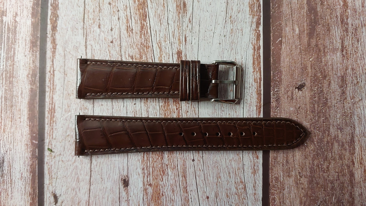 Brown Full Grain Crocodile Leather Strap For Omega Seamaster 300 Watch ...