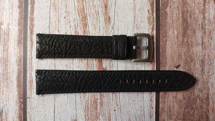 Black Full Grain Sharkskin Leather Strap