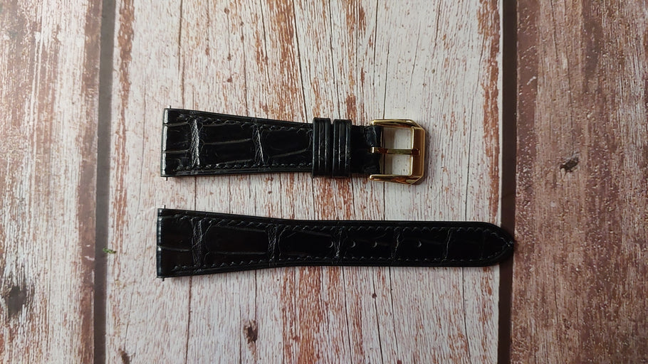 Black Full Grain Crocodile Leather Strap