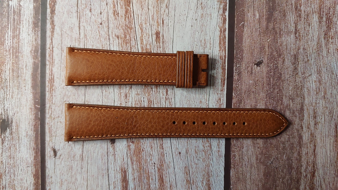 Barenia Leather Custom Notched Strap For Seiko SNKK52 Watch
