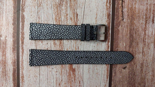 Black Full Grain Stingray Leather Strap For Jaeger Lecoultre Master Ultra Thin Watch