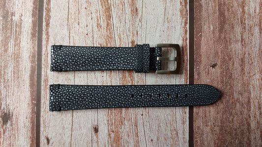 Black Full Grain Stingray Leather Strap For Rolex Daytona 126519LN Watch