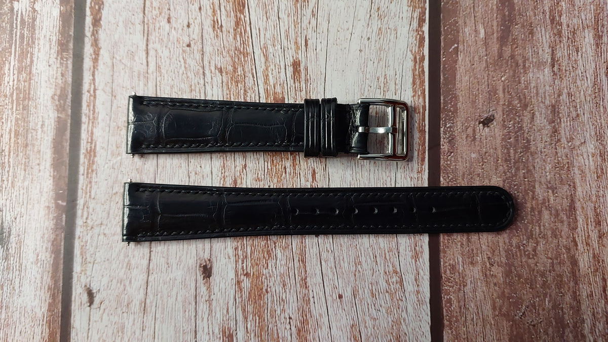 Black Full Grain Crocodile Leather Strap For Grand Seiko GMT Watch – VGreen