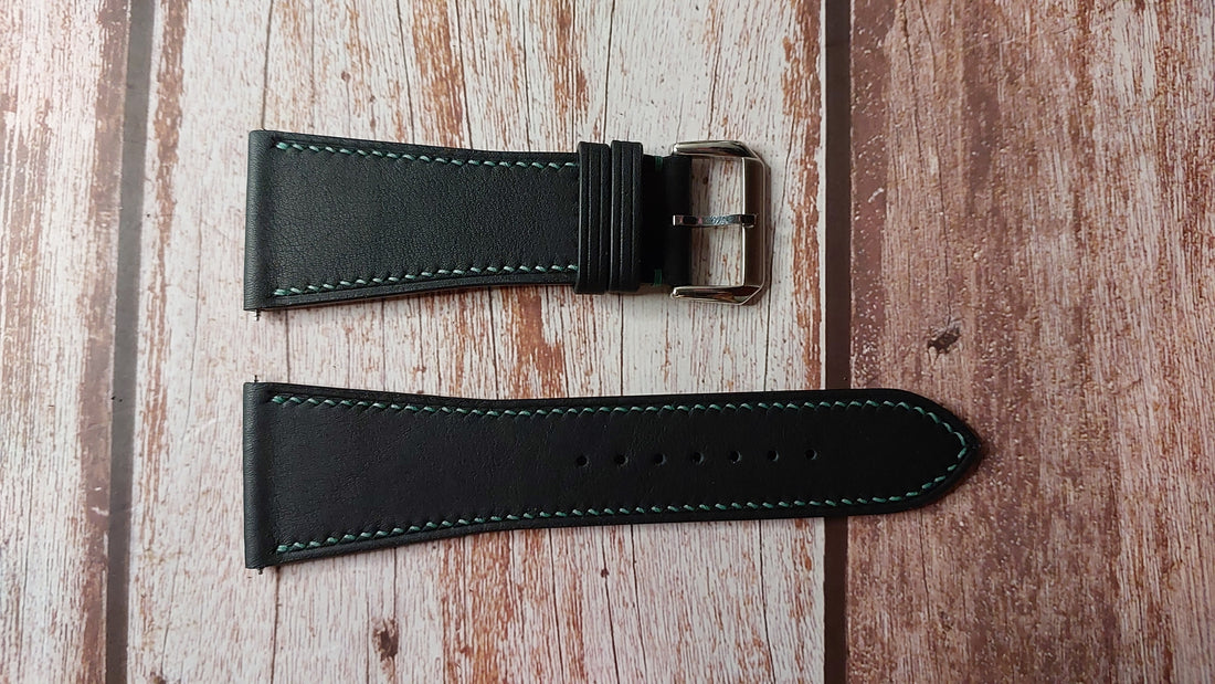 Black Swift Leather Strap For Tag Heuer Microtimer CS111C-1 Watch