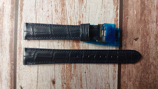 Dark Blue Full Grain Crocodile Leather Strap For Grand Seiko SBGY009 Watch