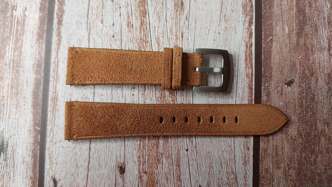 Whisky Suede Leather Strap For  Breguet Type XX ref. 3800 Aeronavale Watch