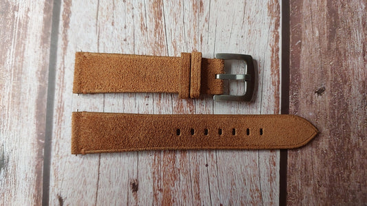 Whisky Suede Leather Strap For  Breguet Type XX ref. 3800 Aeronavale Watch