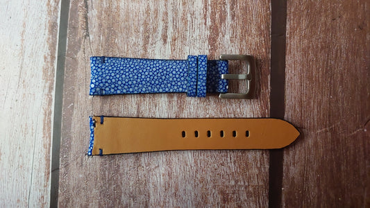 Blue Stingray Leather Custom Curved End Watch Strap For Rolex Oyster Perpetual Celebration Watch
