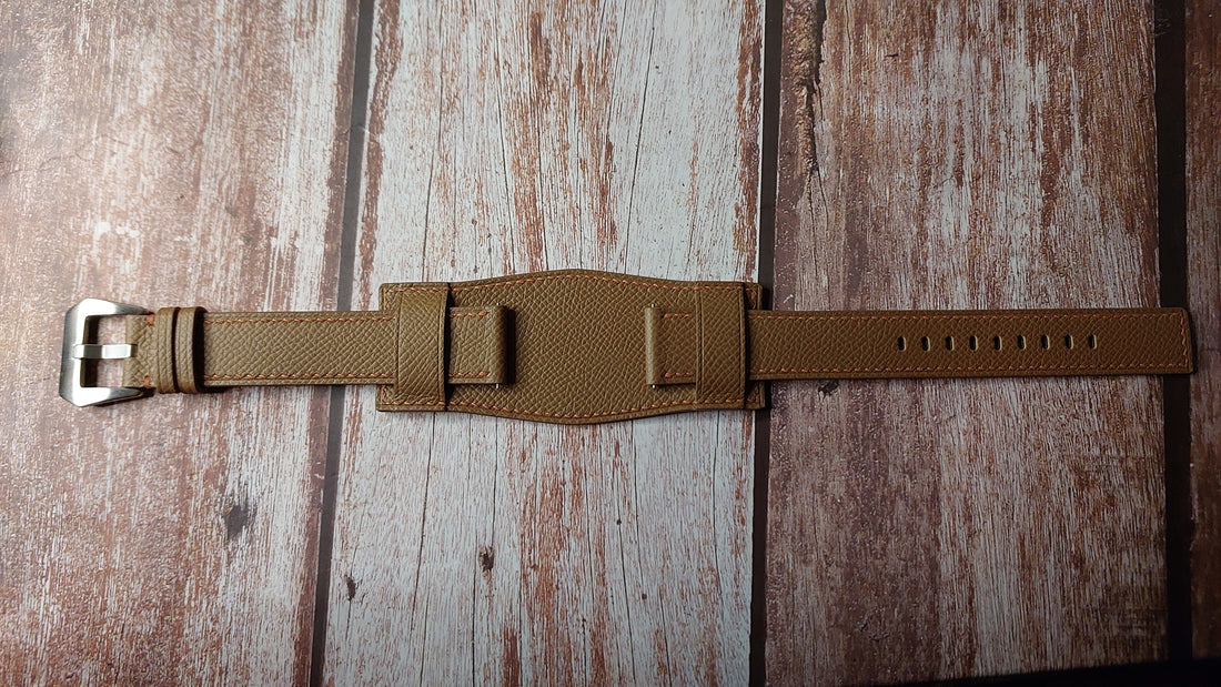 Brown Epsom Leather Strap For  Citizen Mandolorian model AW1411-05W Watch