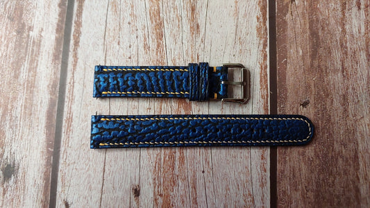 Blue Full Grain Shark Skin Leather Strap For SECTOR SGE 300 Watch