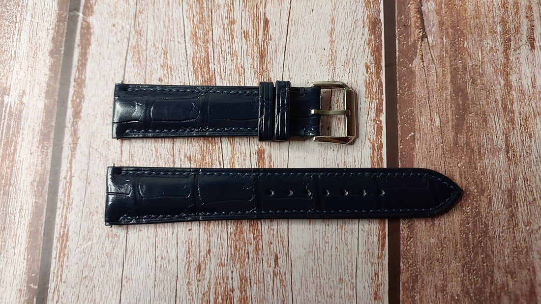 Dark Blue Full Grain Crocodile Leather Strap For Seiko Presage Cocktail time SRPB77 Watch