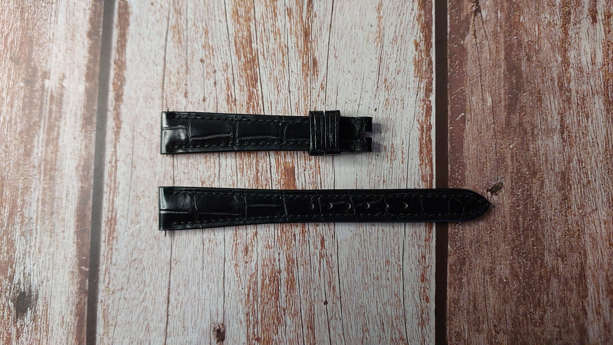 Black Full Grain Crocodile Leather Strap For Longines dolcevita L5.255