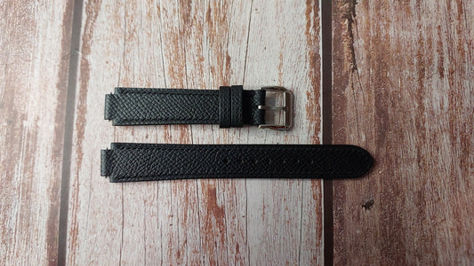 Black Epsom Leather Custom Notched Strap For Movado Vizio Watch
