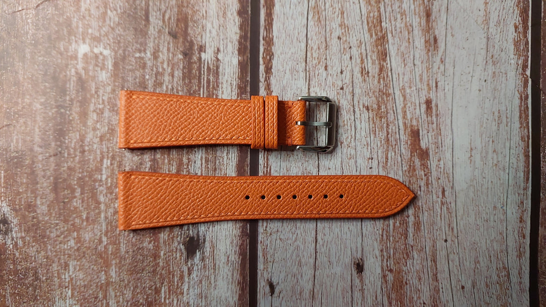 Orange Epsom Leather Strap For Cartier Tank Must (XL) Watch