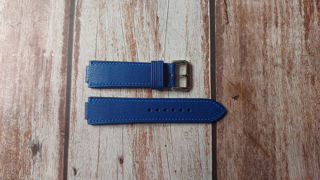 Blue Alran Leather Custom Notched Strap For Direnzo DRZ 04 Mondial Watch