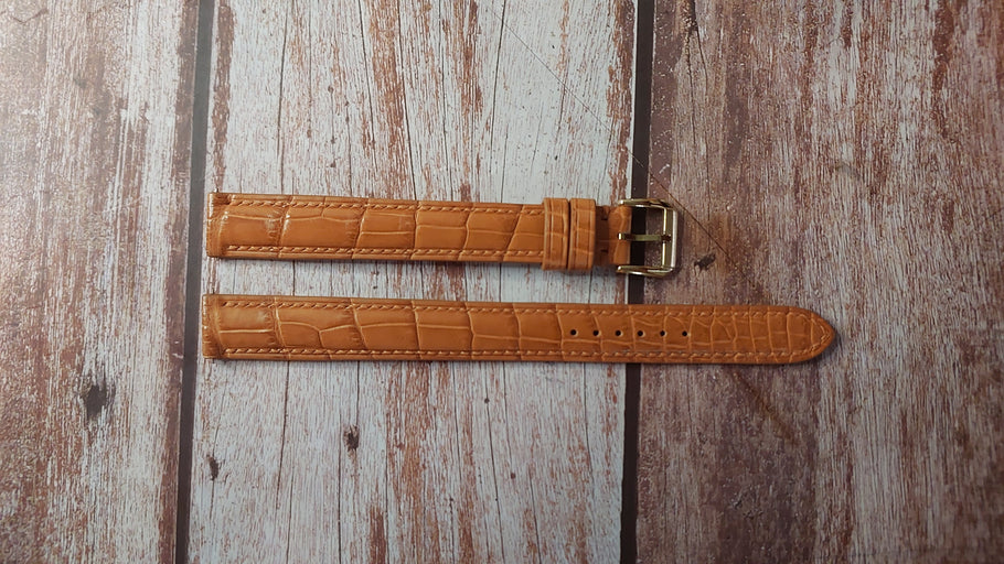 Light Brown Full Grain Crocodile Leather Strap For Cartier Watch