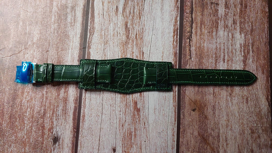 Green Full Grain Crocodile Leather Strap For Accutron Electrostatic Spaceview 2020 2ES6A006 Watch