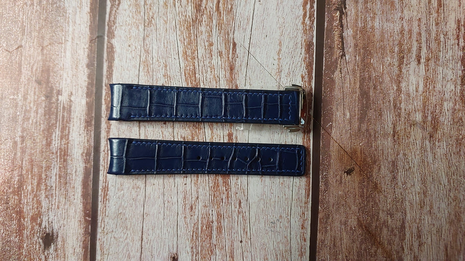 Dark Blue Full Grain Crocodile Custom Leather Straps