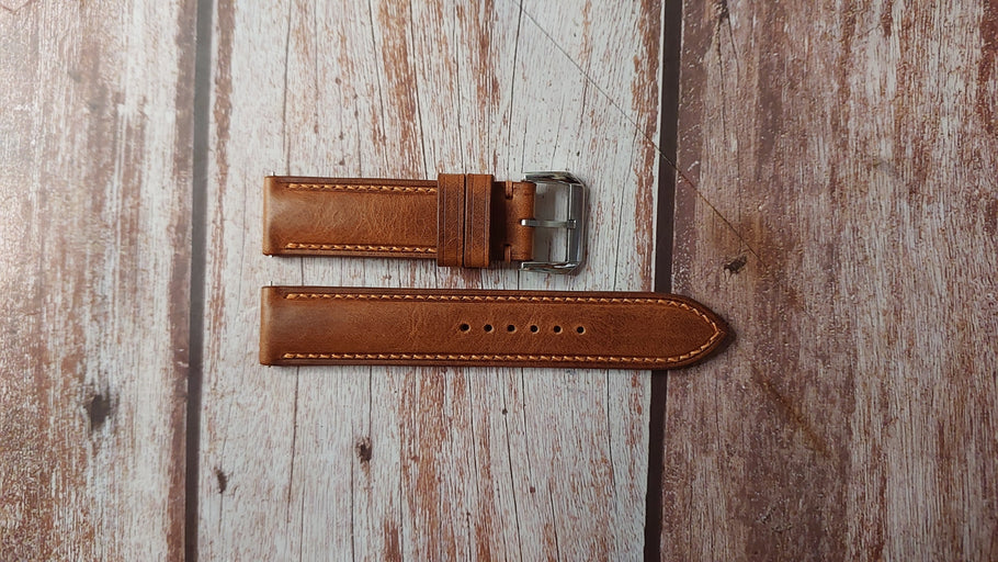 Cognac Badalassi Wax Leather Strap