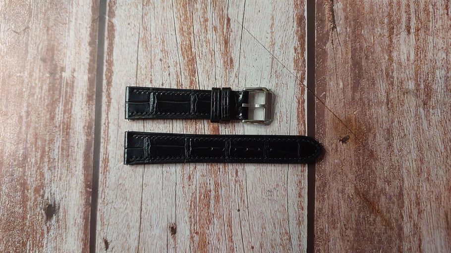 Black Full Grain Crocodile Custom Leather Strap