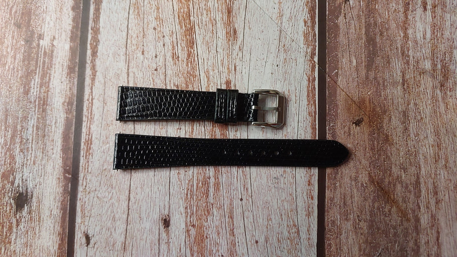 Black Full Grain Lizard Custom Leather Strap For Vacheron Constantin Watch