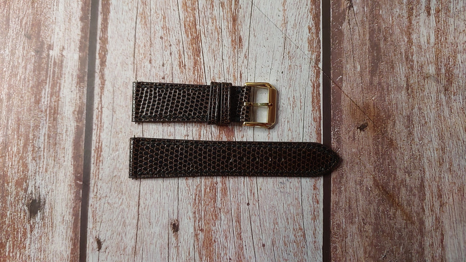 Dark Brown Full Grain Lizard Custom Leather Strap