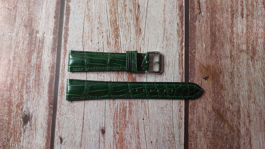 Green Full Grain Crocodile Leather Strap For Breitling Montbrilliant Watch