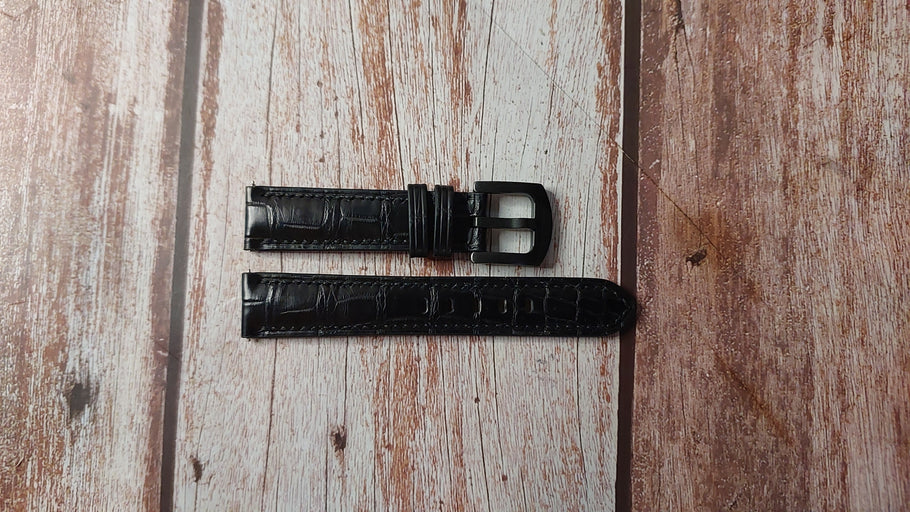 Black Full Grain Crocodile Custom Leather Strap