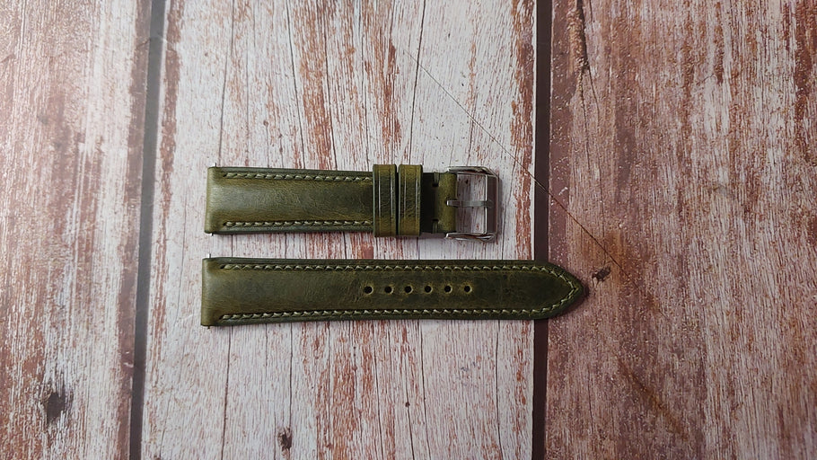 Olive Green Badalassi Wax Custom Leather Strap For Oris Watch