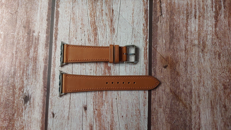 Brown Barenia Custom Leather Strap For Apple Watch Series 0 - 3 (38mm)