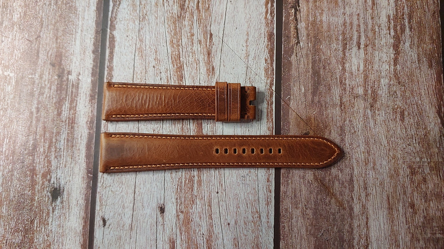 Cognac Badalassi Wax Custom Leather Strap For Panerai luminor 47mm case Watch