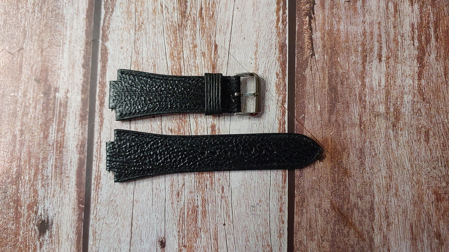 Black Sharkskin Leather Custom Notched Strap For Breil Milano BW0331 Watch