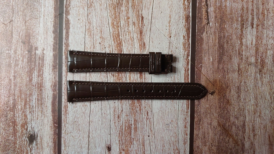 Brown Full Grain Crocodile Custom Leather Strap For Vintage Rolex Watch