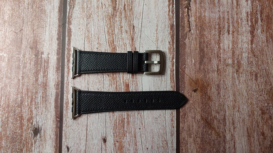 Black Epsom Custom Leather Strap For Apple Watch Series 8 (45mm)