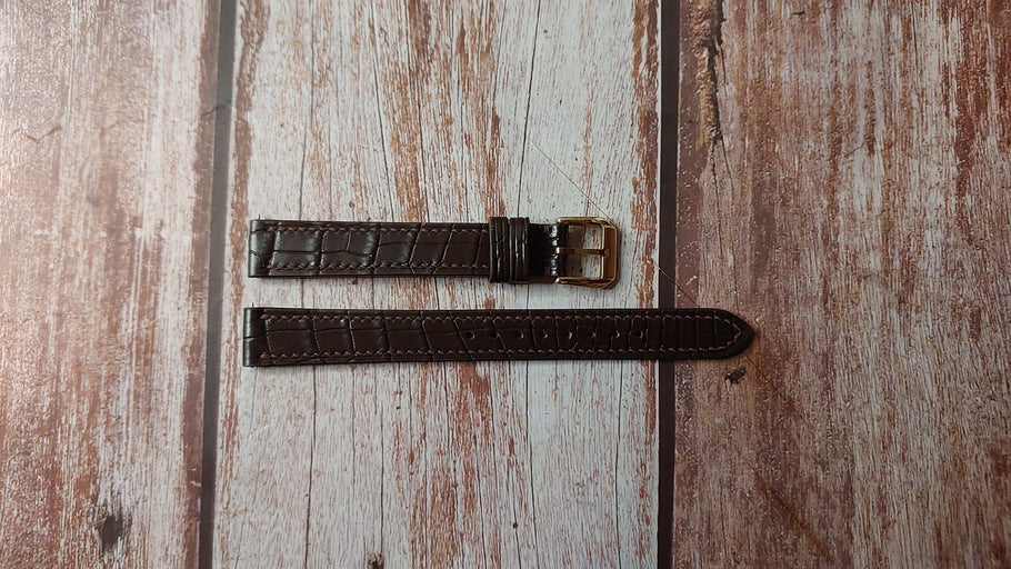 Brown Full Grain Crocodile Custom Leather Strap For Seiko Ultra Thin Dress Watch