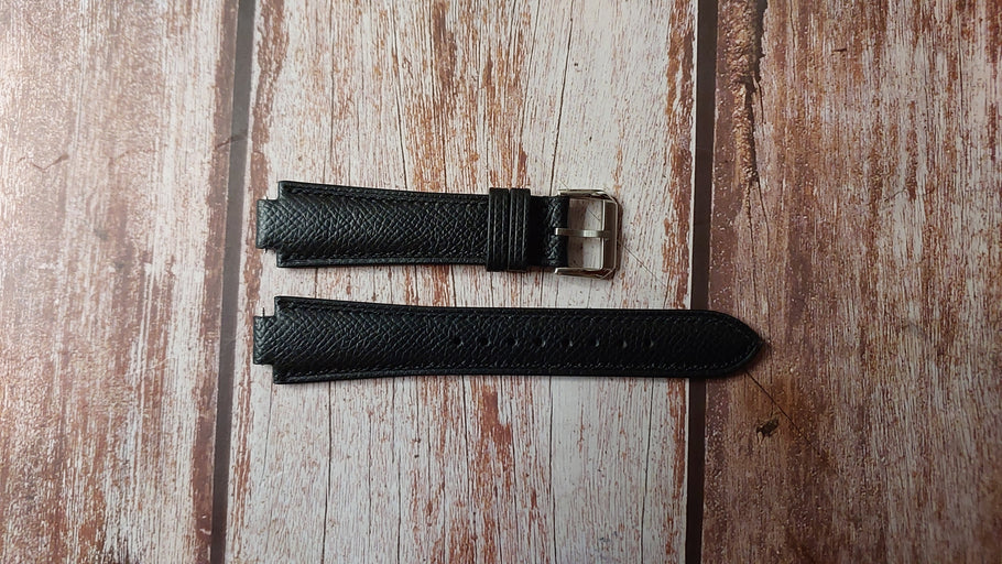 Black Epsom Leather Custom Notched Strap For Clerc icon 8 Watch