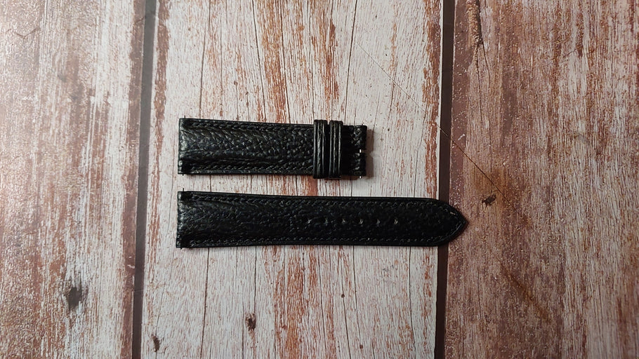 Black Full Grain Sharkskin Custom Leather Strap For Thomas Earnshaw Watch