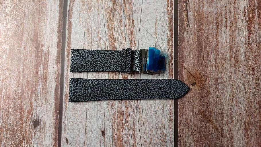 Black Full Grain Stingray Custom Leather Strap