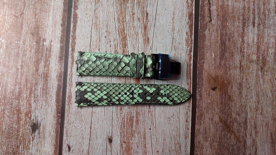 Green Full Grain Snakeskin Custom Leather Strap