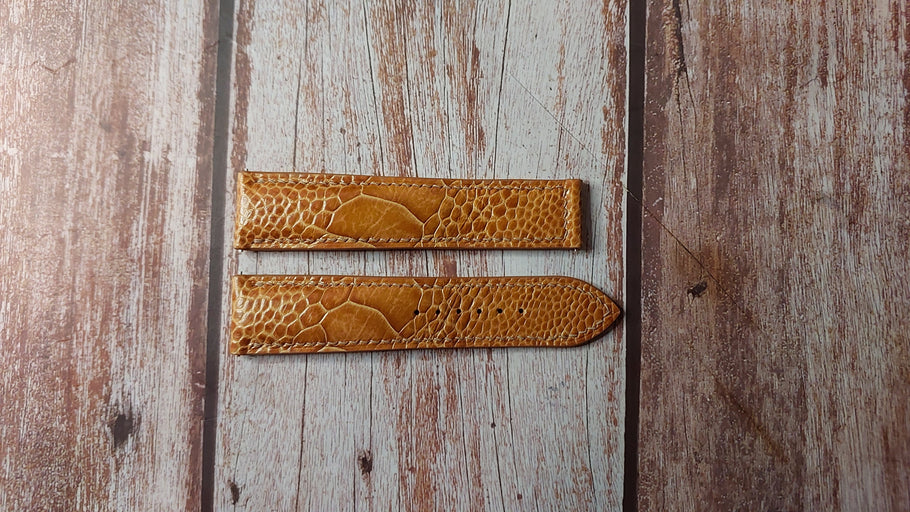 Light Brown Full Grain Ostrich Leg Custom Leather Strap