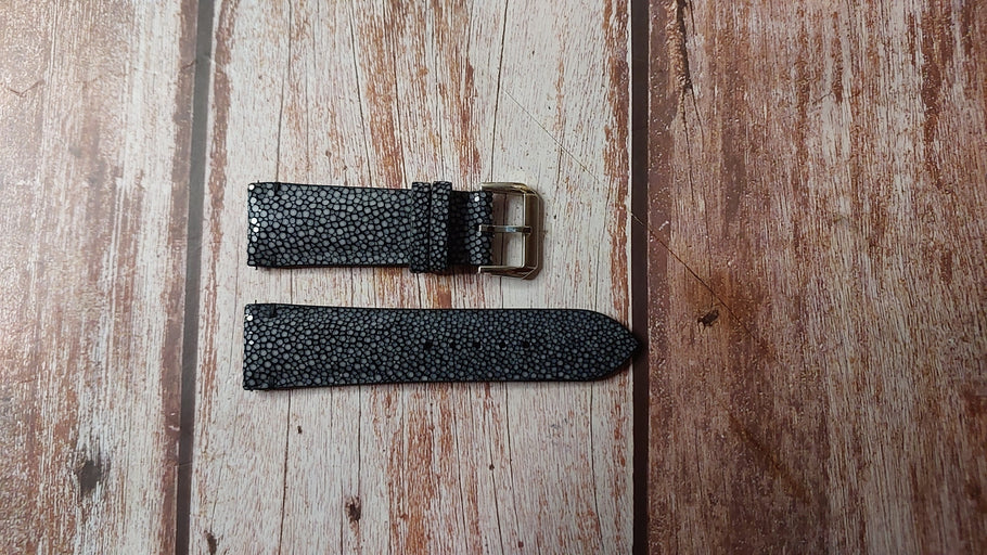 Black Full Grain Stingray Custom Leather Strap For Gerald Genta Watch