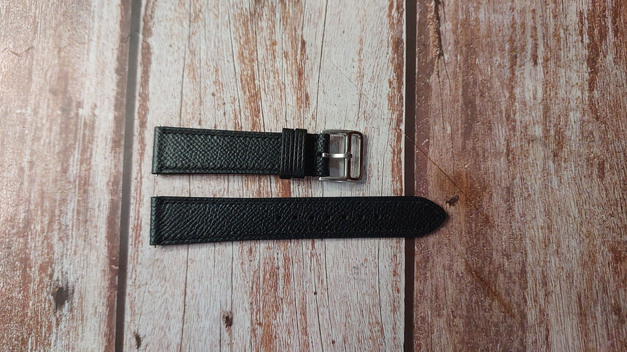 Black Epsom Leather Strap For Seiko Premier 7D48-0aa0 Watch