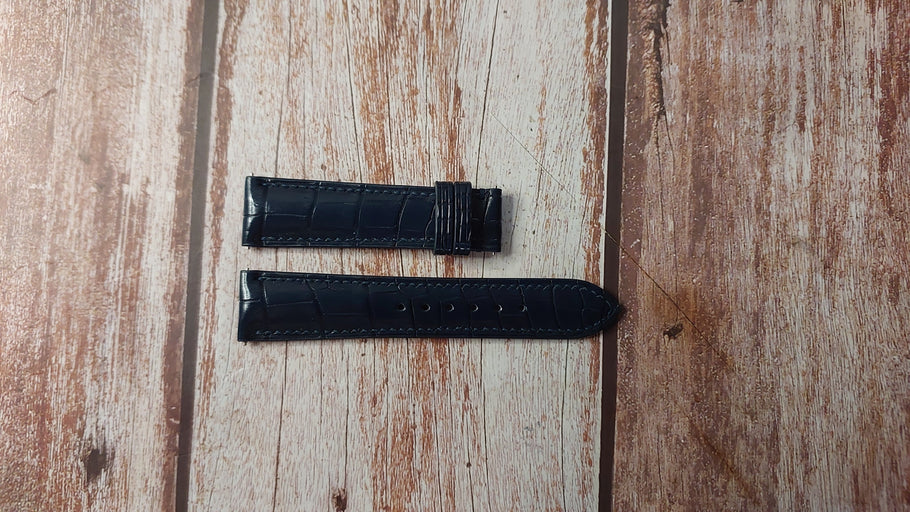 Dark Blue Full Grain Crocodile Custom Leather Strap